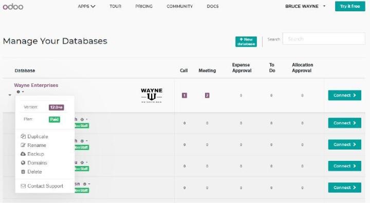 Giao diện Odoo online hosting