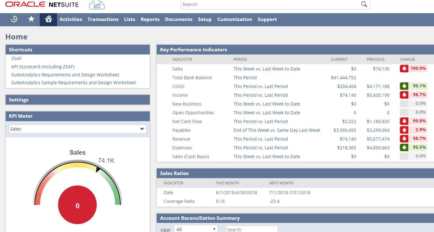 Giao diện Oracle NetSuite