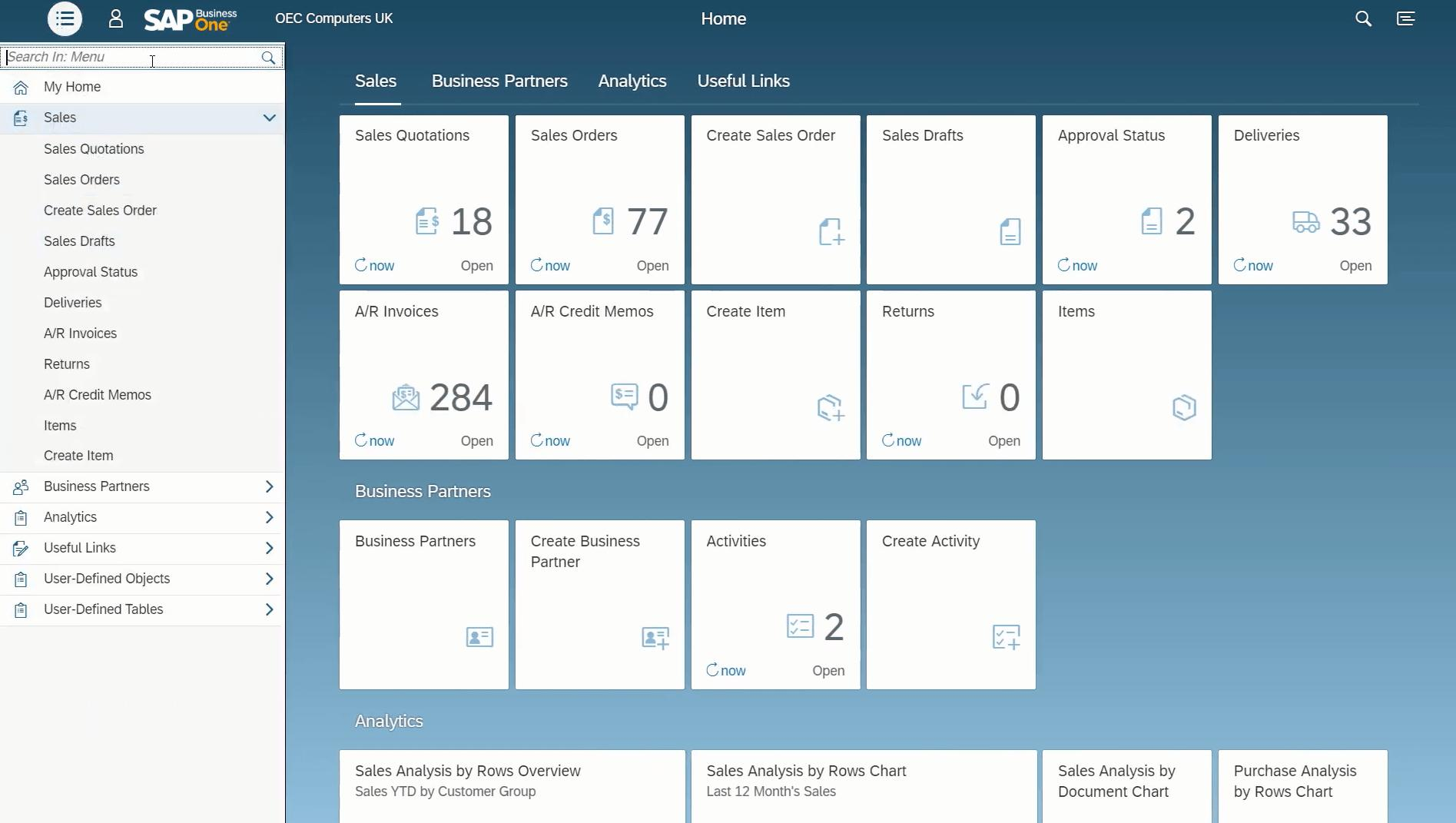 Giao diện người dùng SAP Business One