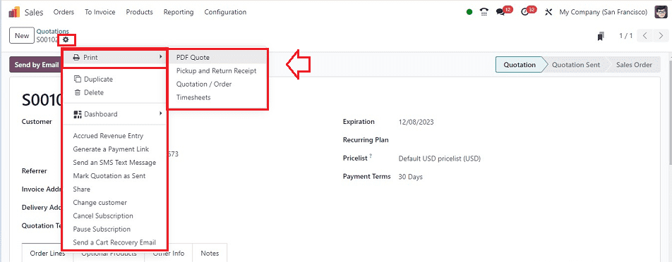 Action Menu được tìm thấy trong các chế độ xem biểu mẫu